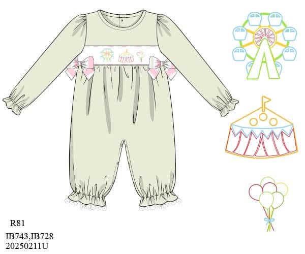 PO9: Carnival Days Girl Handsmocked Romper