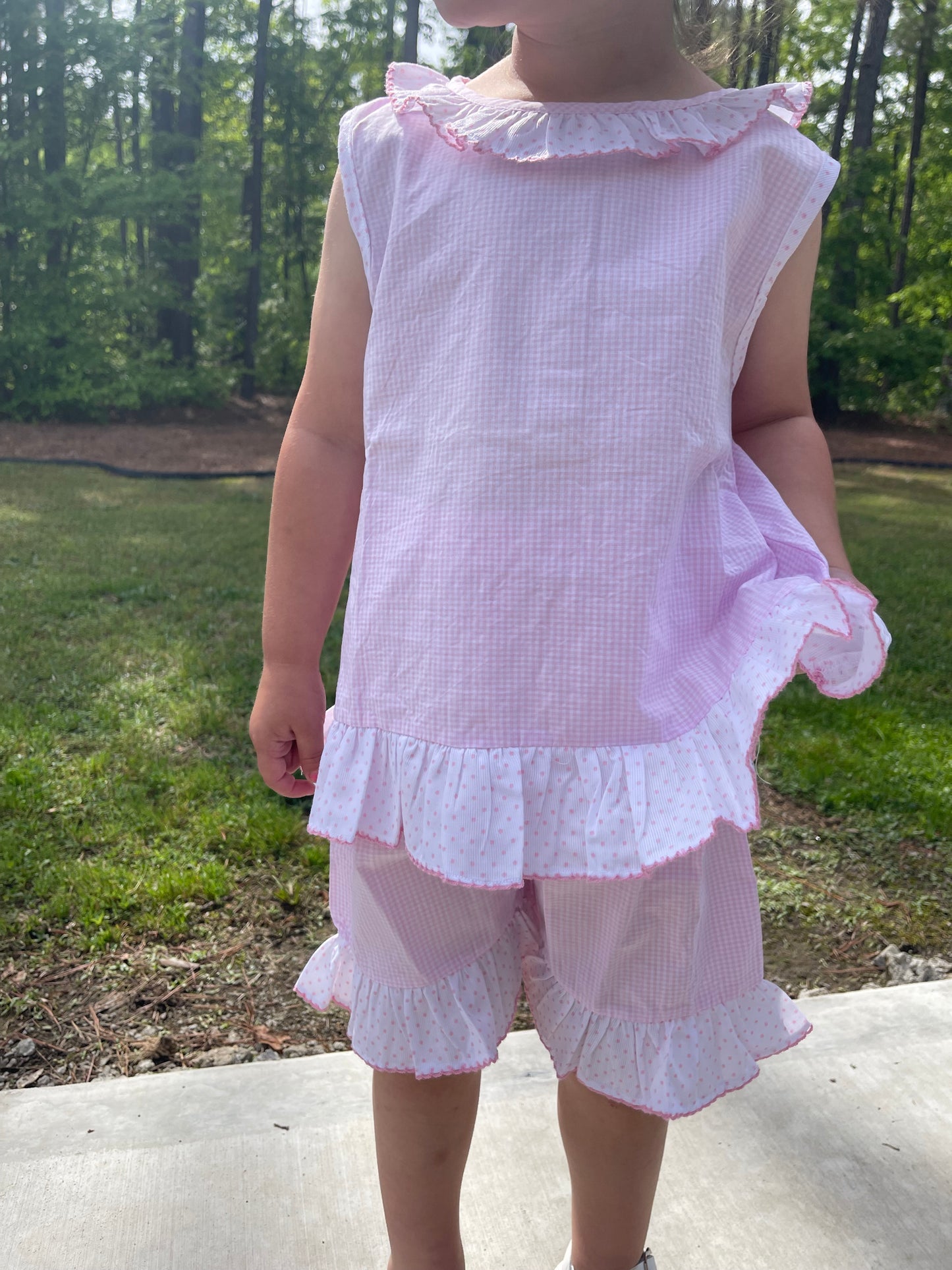 Seersucker Bitty Dot Shorts Set