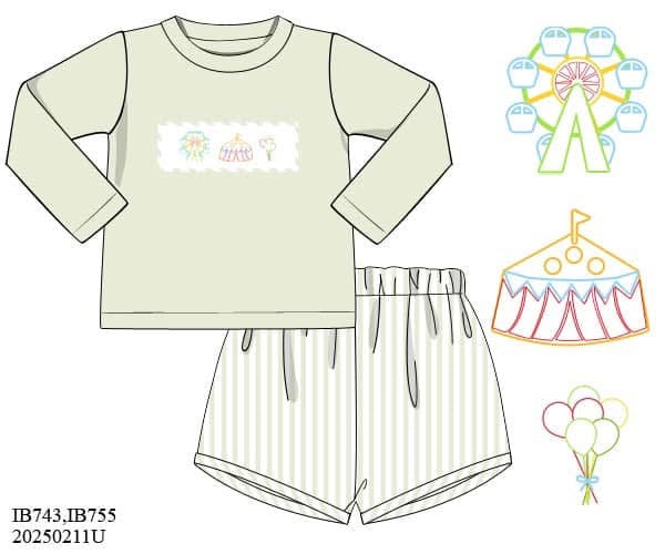 PO9: Carnival Days Handsmocked Boys Shorts Set