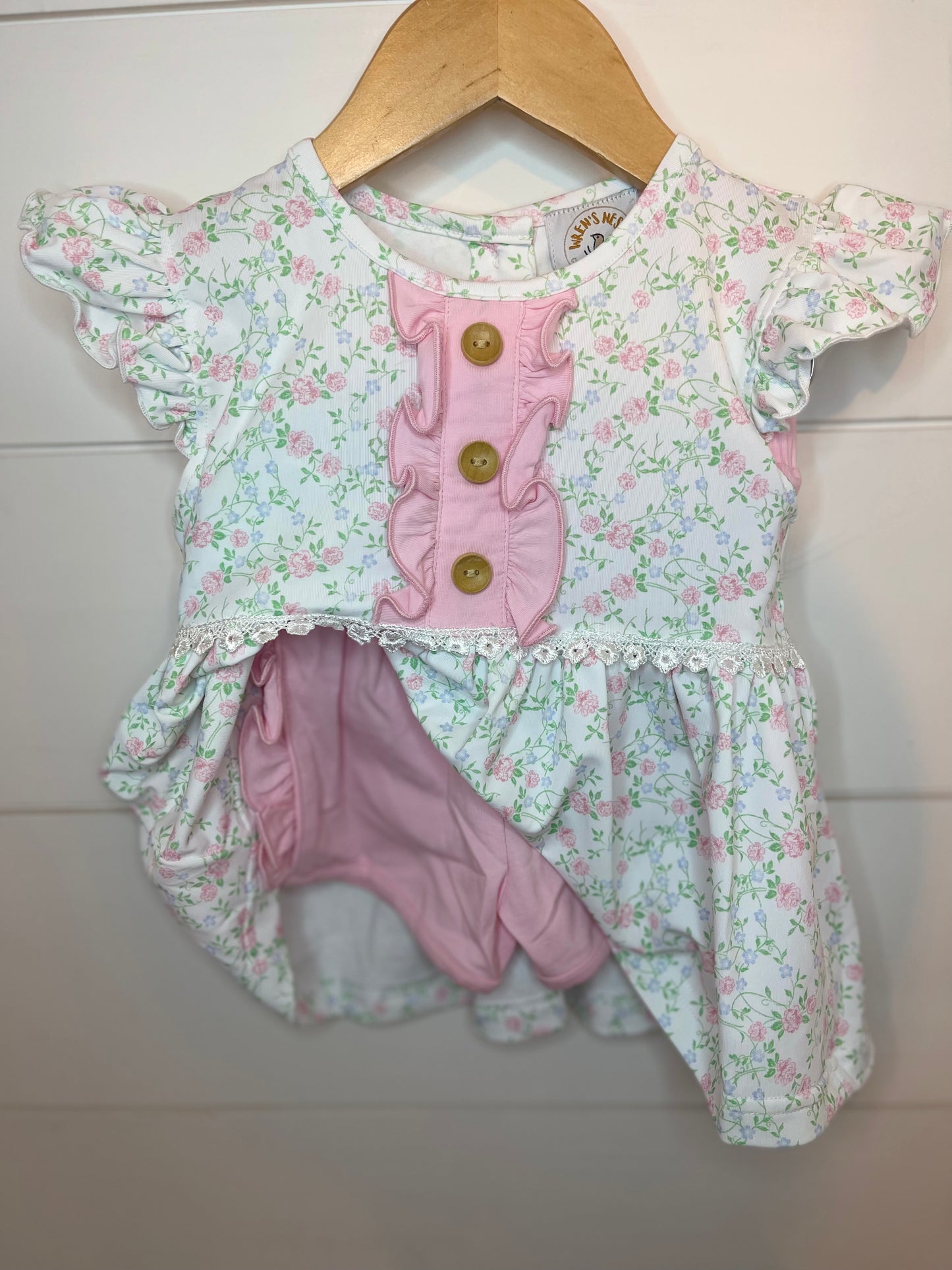 Girls Pink Floral Shorts Set
