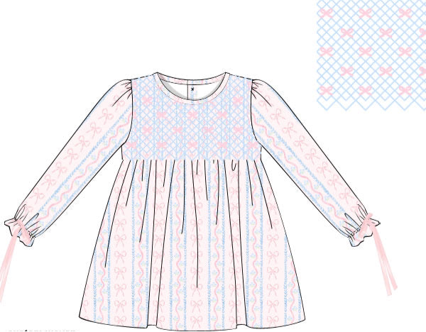 PO9: Geometric Bow Handsmocked Dress