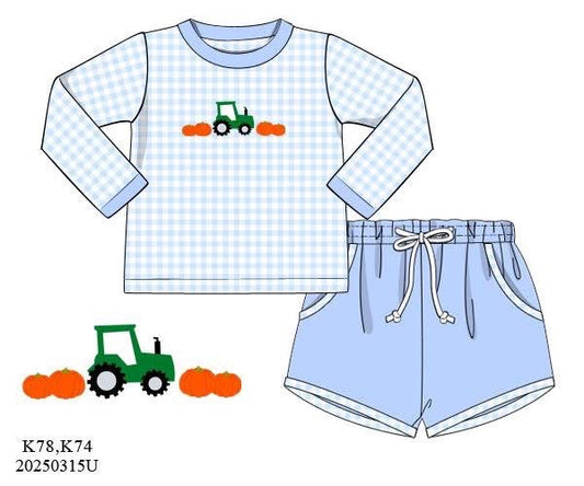 PO9: Pumpkin Patch Boys Gingham Shirts Set