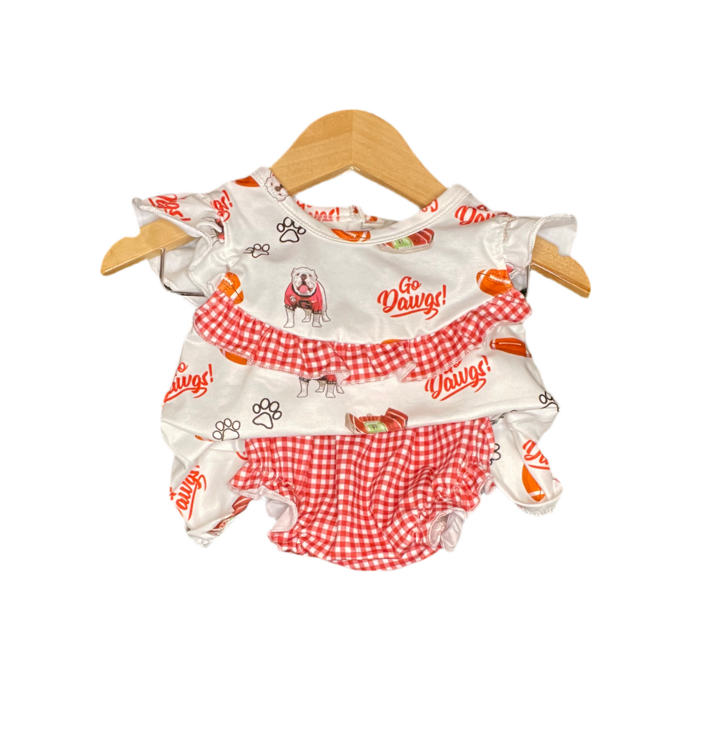 Red Gingham Football Diaper Set