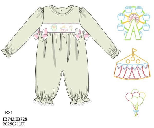 PO9: Carnival Days Girl Handsmocked Romper