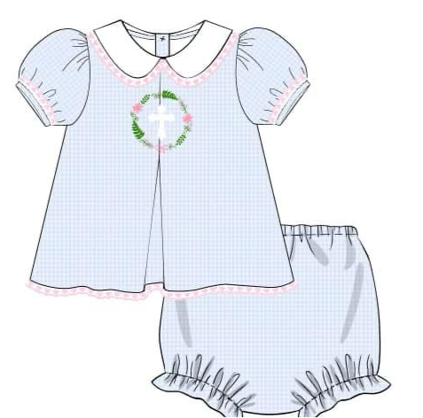 Carol's Classic Gingham Cross Diaper Set