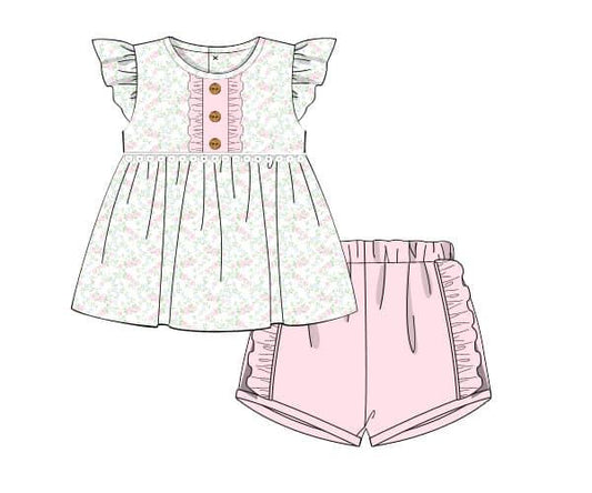 Spring Blooms Girl Shorts Set