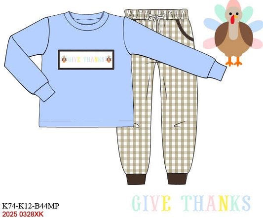 PO9: Boys Thankful Turkey Pants Set