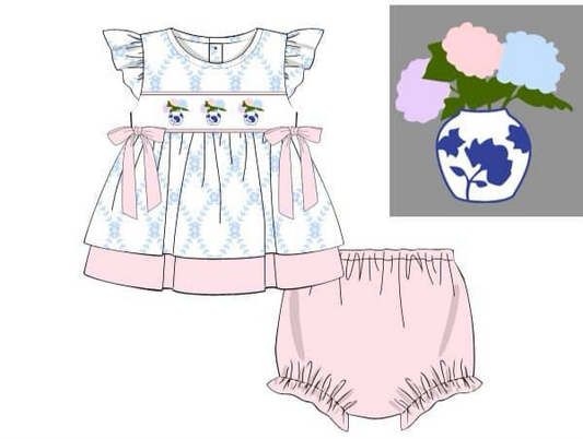 Ginger Jar Trelis Smocked Diaper Set