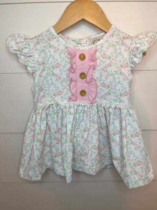 Girls Pink Floral Shorts Set