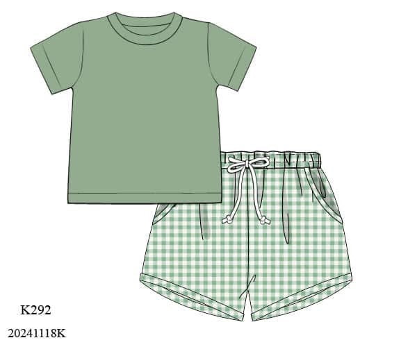PO9: Sunflower Fields Gingham Boy Set