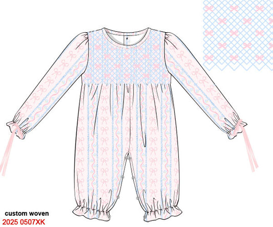 PO9: Geometric Bow Handsmocked Romper