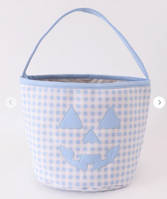 Blue Gingham Applique Candy Bucket