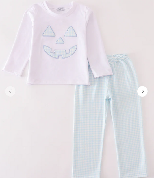 Blue Gingham Jack O Lantern Boy Set