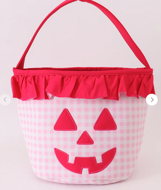 Pink Gingham Applique Candy Bucket